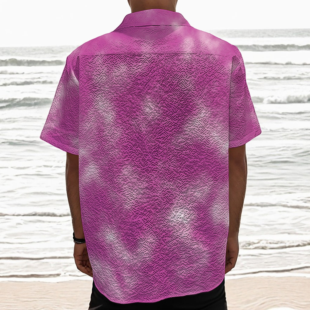 Pink Tie Dye Print Textured Short Sleeve Shirt