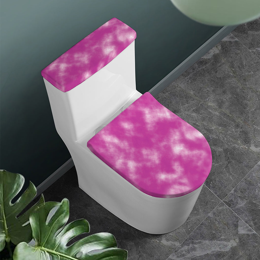 Pink Tie Dye Print Toilet Lid And Tank Cover Set