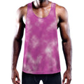Pink Tie Dye Print Men's Workout Tank Top