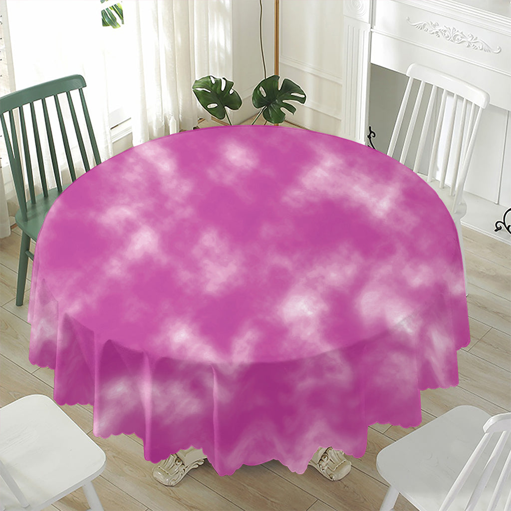 Pink Tie Dye Print Waterproof Round Tablecloth