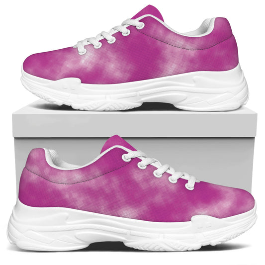 Pink Tie Dye Print White Chunky Shoes
