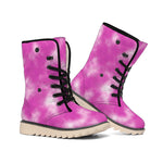 Pink Tie Dye Print Winter Boots