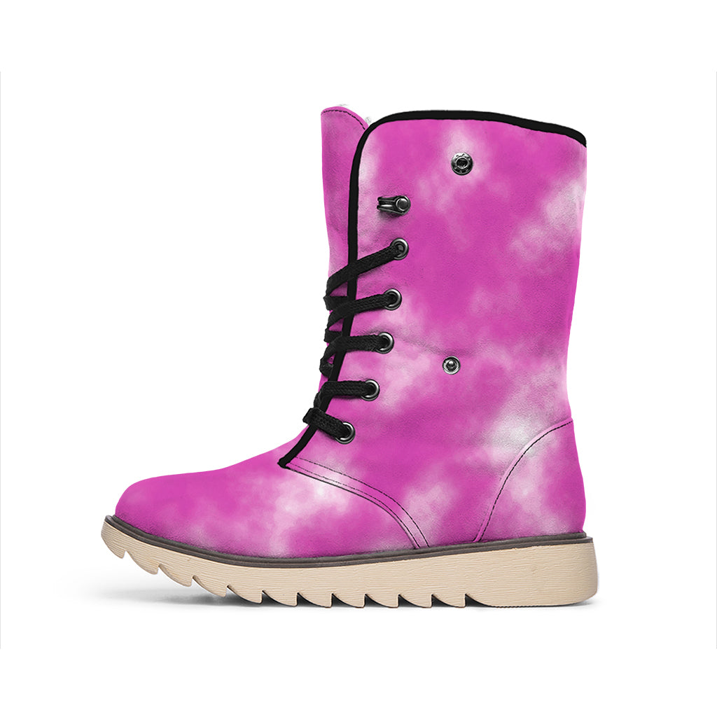 Pink Tie Dye Print Winter Boots