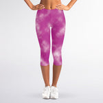 Pink Tie Dye Print Women's Capri Leggings