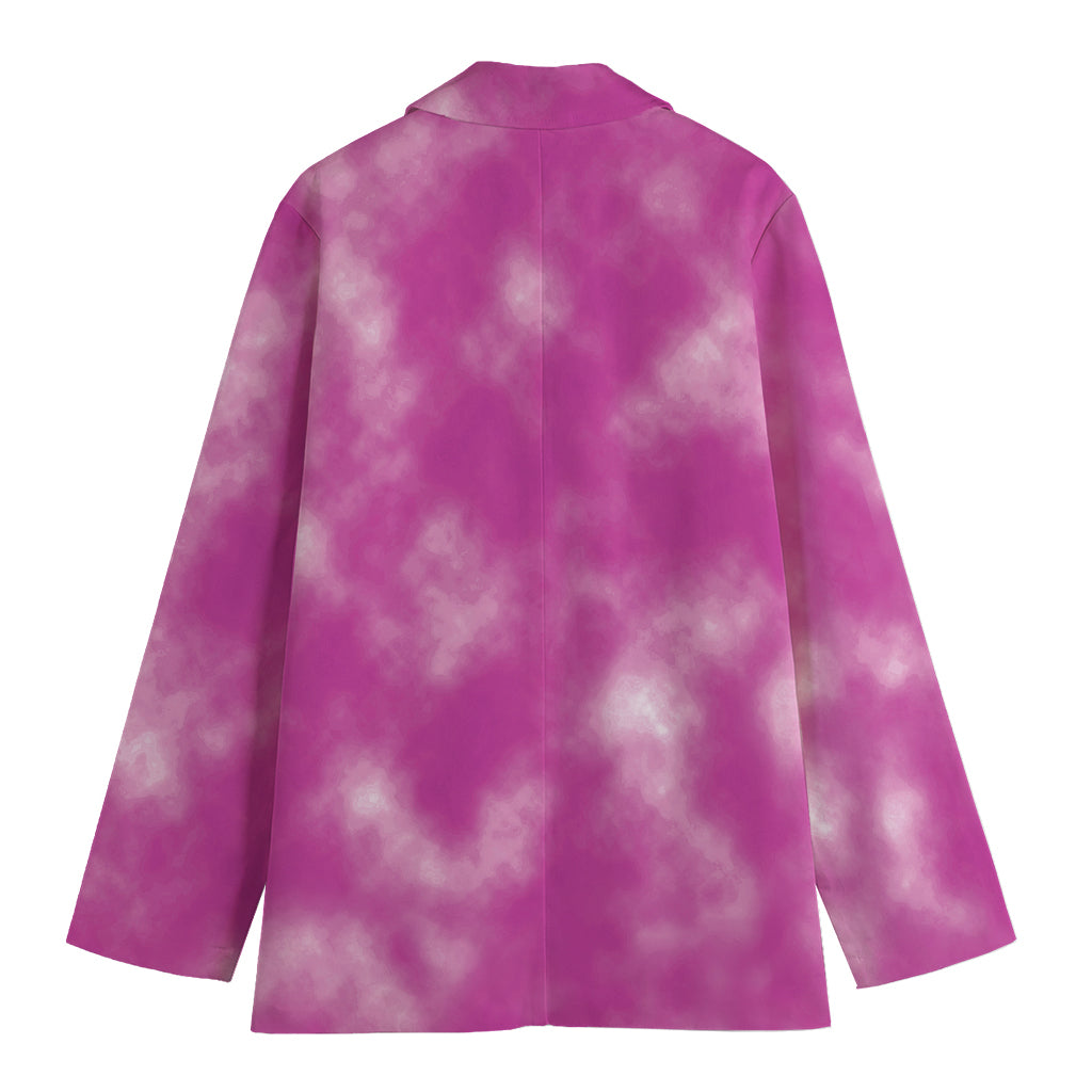 Pink Tie Dye Print Women's Cotton Blazer