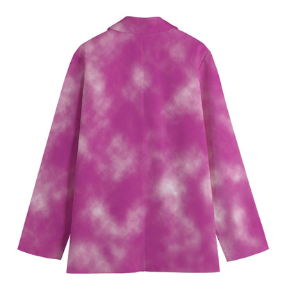 Pink Tie Dye Print Women's Cotton Blazer