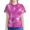 Pink Tie Dye Print Women's Polo Shirt