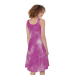 Pink Tie Dye Print Women's Sleeveless Dress