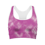Pink Tie Dye Print Women's Sports Bra