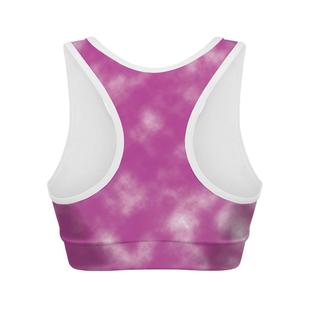Pink Tie Dye Print Women's Sports Bra