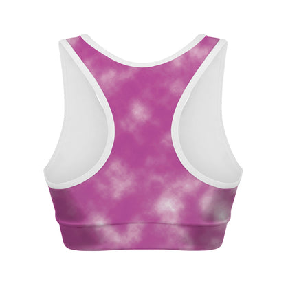 Pink Tie Dye Print Women's Sports Bra