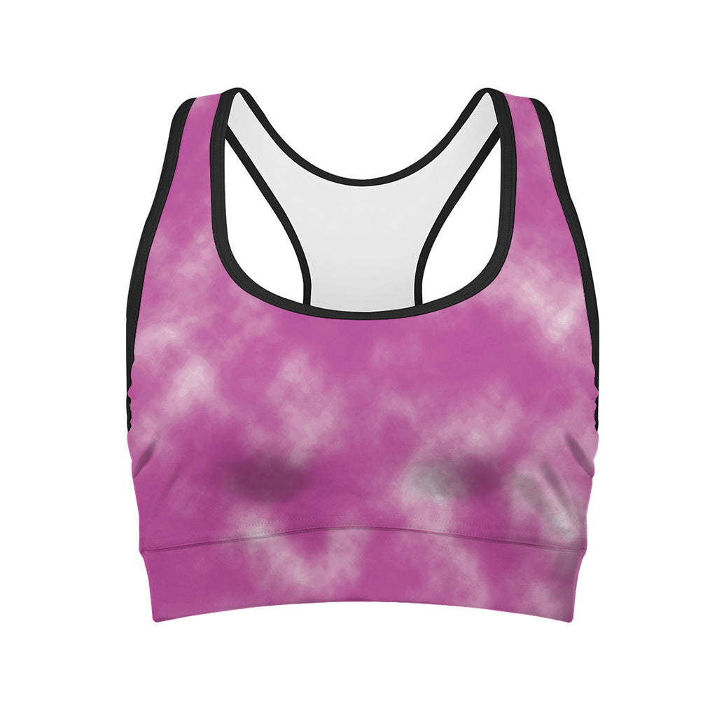 Pink Tie Dye Print Women's Sports Bra
