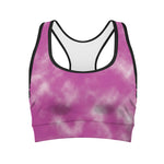 Pink Tie Dye Print Women's Sports Bra