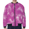 Pink Tie Dye Print Zip Sleeve Bomber Jacket