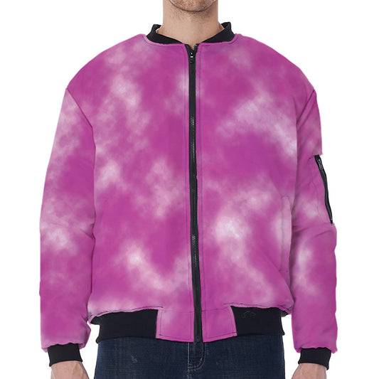 Pink Tie Dye Print Zip Sleeve Bomber Jacket
