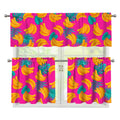 Pink Tropical Banana Pattern Print 3 Piece Kitchen Curtains