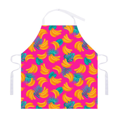 Pink Tropical Banana Pattern Print Adjustable Apron