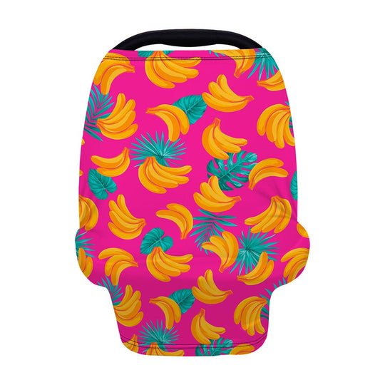 Pink Tropical Banana Pattern Print Baby Seat Cover