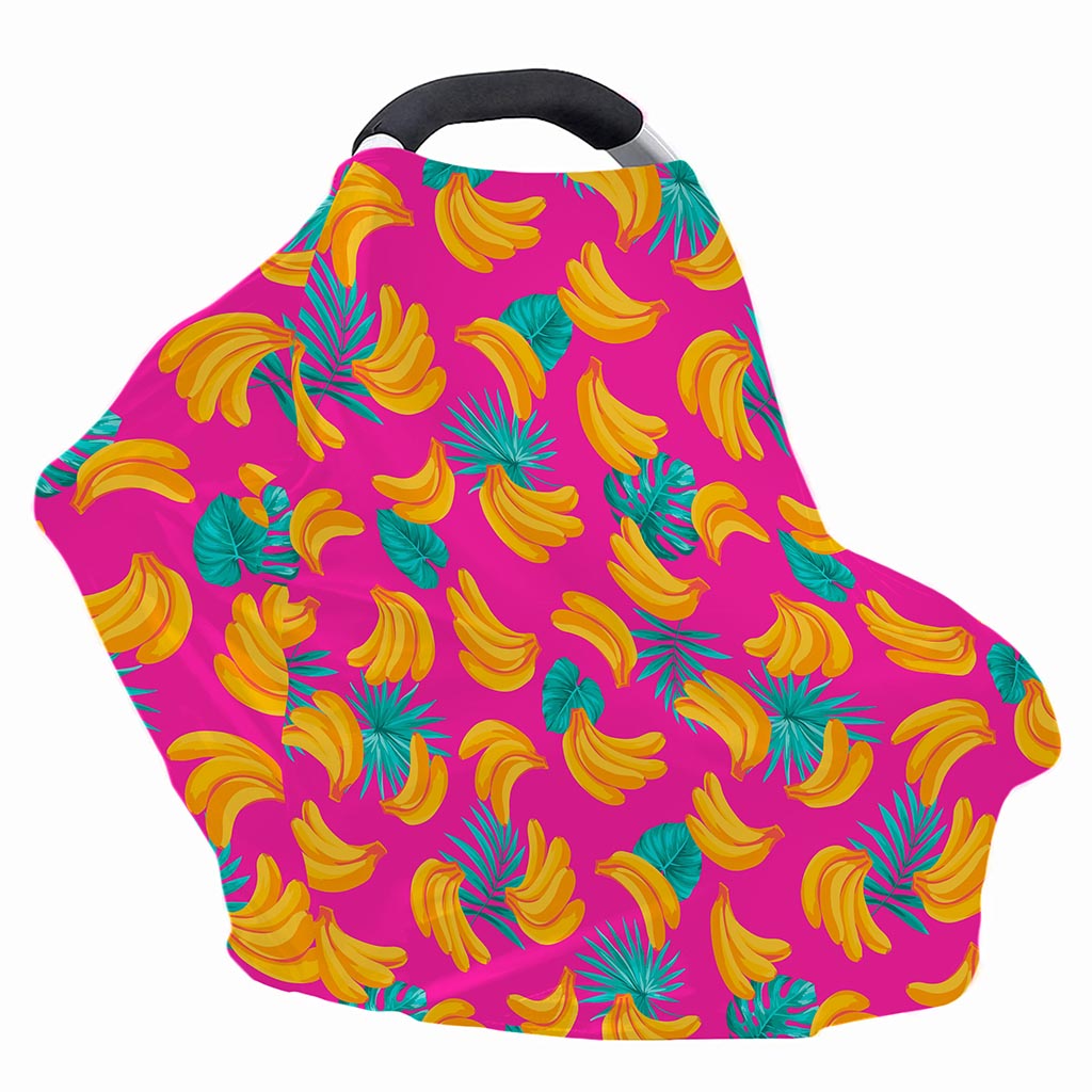 Pink Tropical Banana Pattern Print Baby Seat Cover