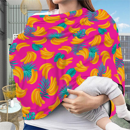 Pink Tropical Banana Pattern Print Baby Seat Cover