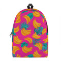 Pink Tropical Banana Pattern Print School Backpack