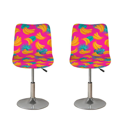 Pink Tropical Banana Pattern Print Bar Stool Covers