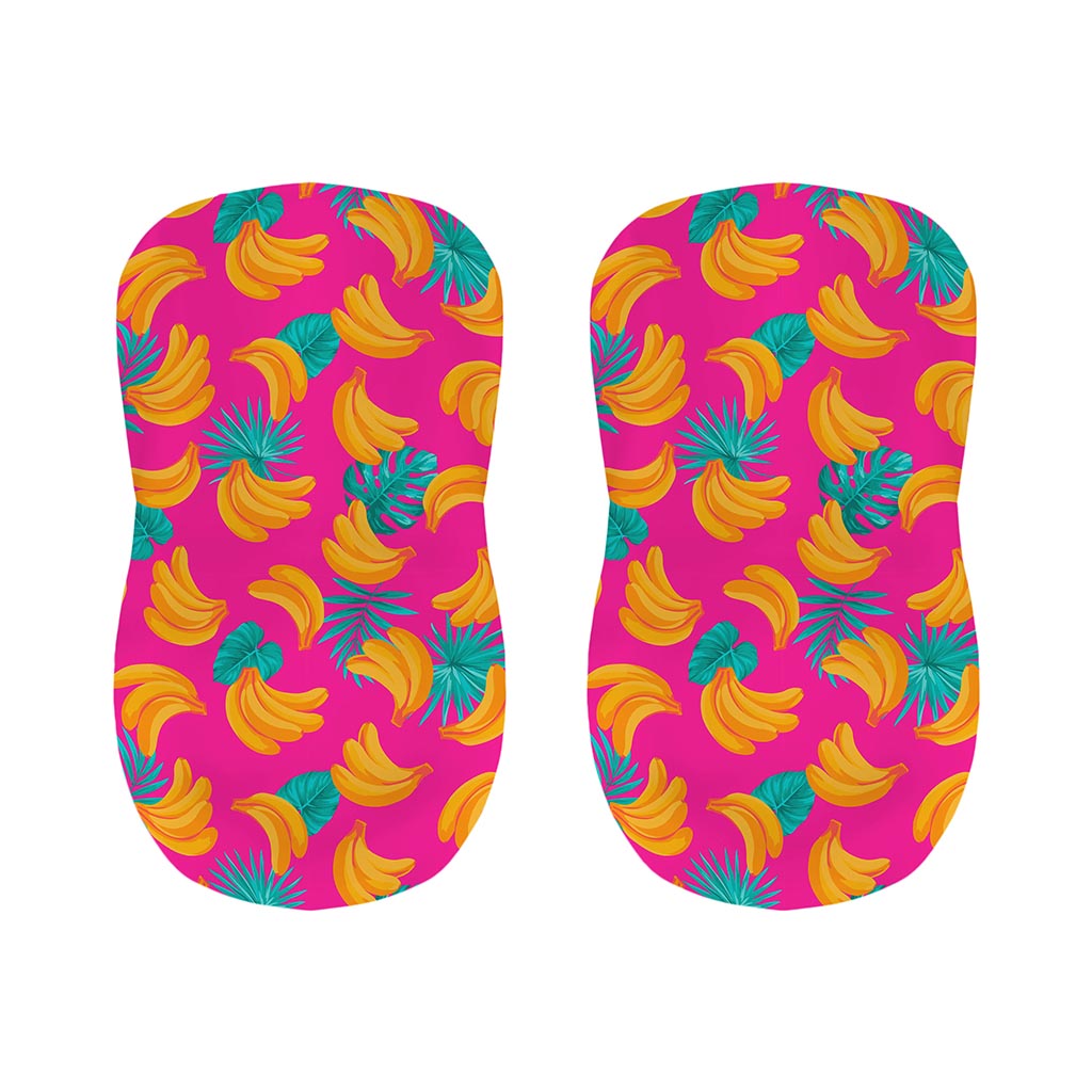 Pink Tropical Banana Pattern Print Bar Stool Covers