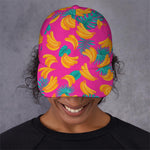 Pink Tropical Banana Pattern Print Baseball Cap