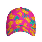 Pink Tropical Banana Pattern Print Baseball Cap
