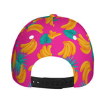 Pink Tropical Banana Pattern Print Baseball Cap