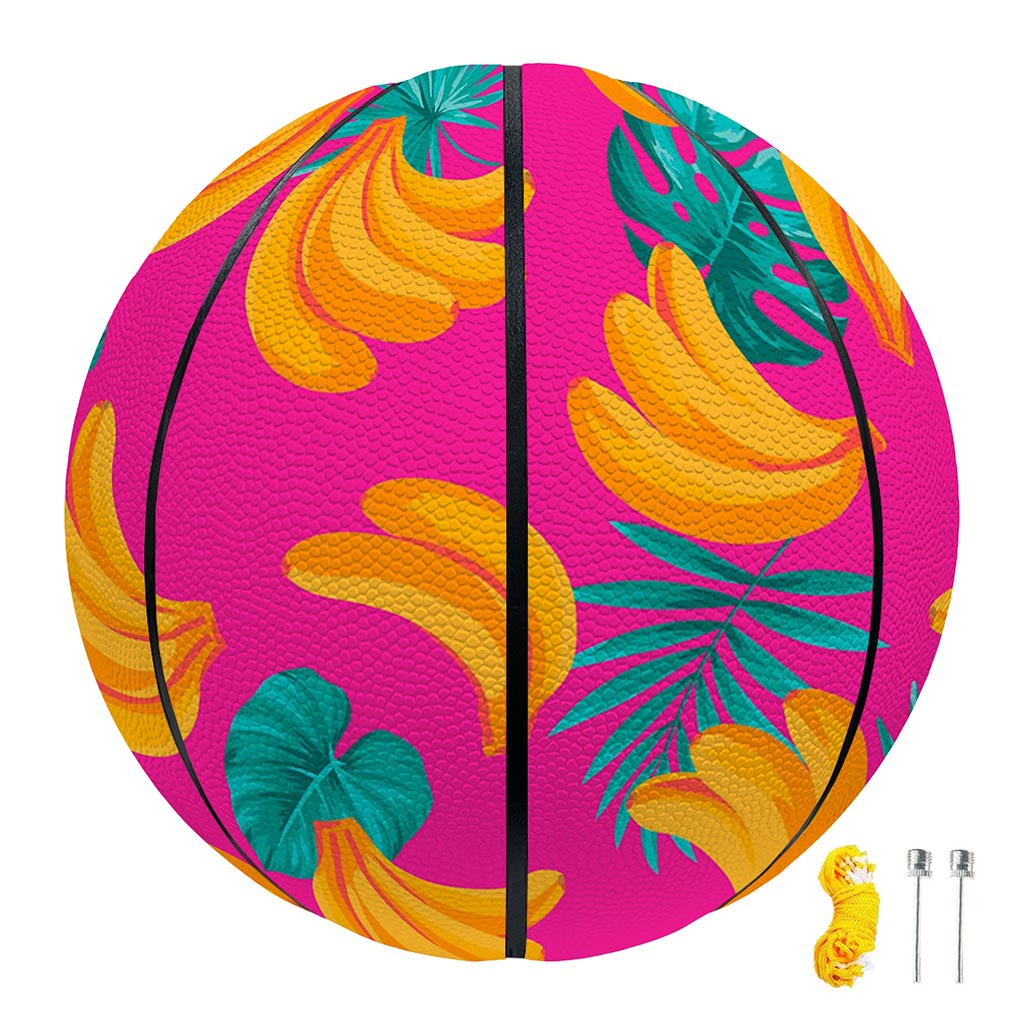 Pink Tropical Banana Pattern Print Basketball