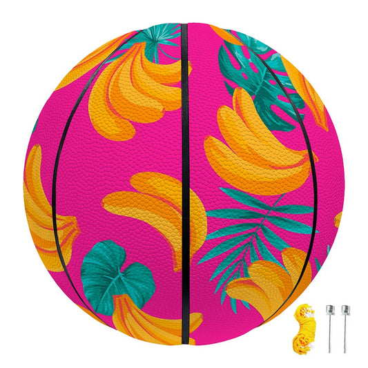 Pink Tropical Banana Pattern Print Basketball