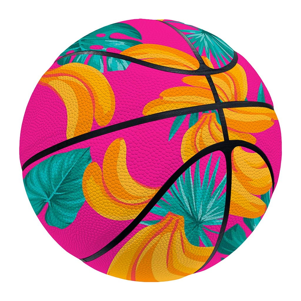 Pink Tropical Banana Pattern Print Basketball