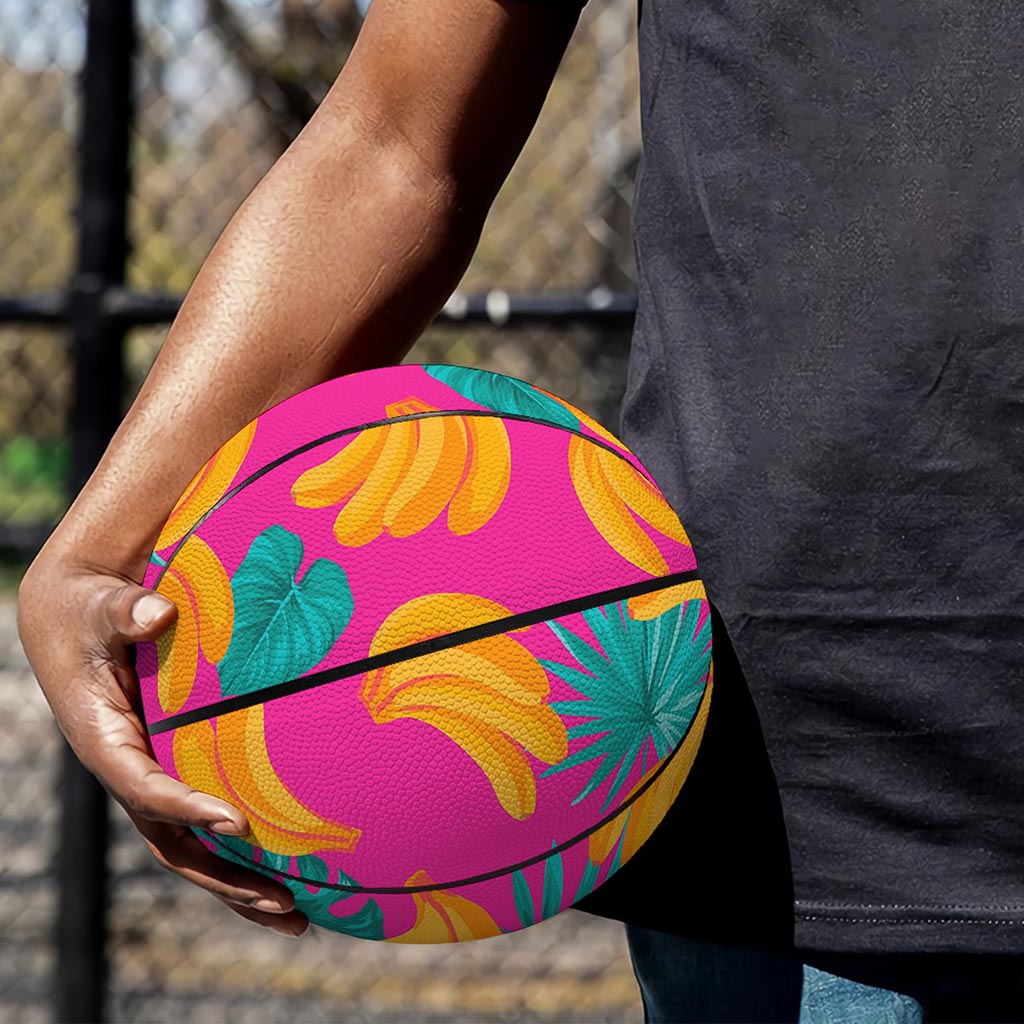 Pink Tropical Banana Pattern Print Basketball