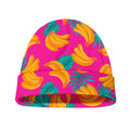 Pink Tropical Banana Pattern Print Beanie