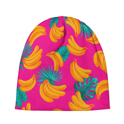 Pink Tropical Banana Pattern Print Beanie