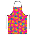 Pink Tropical Banana Pattern Print Bib Apron With Pocket
