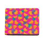 Pink Tropical Banana Pattern Print Bifold Wallet