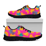 Pink Tropical Banana Pattern Print Black Running Shoes
