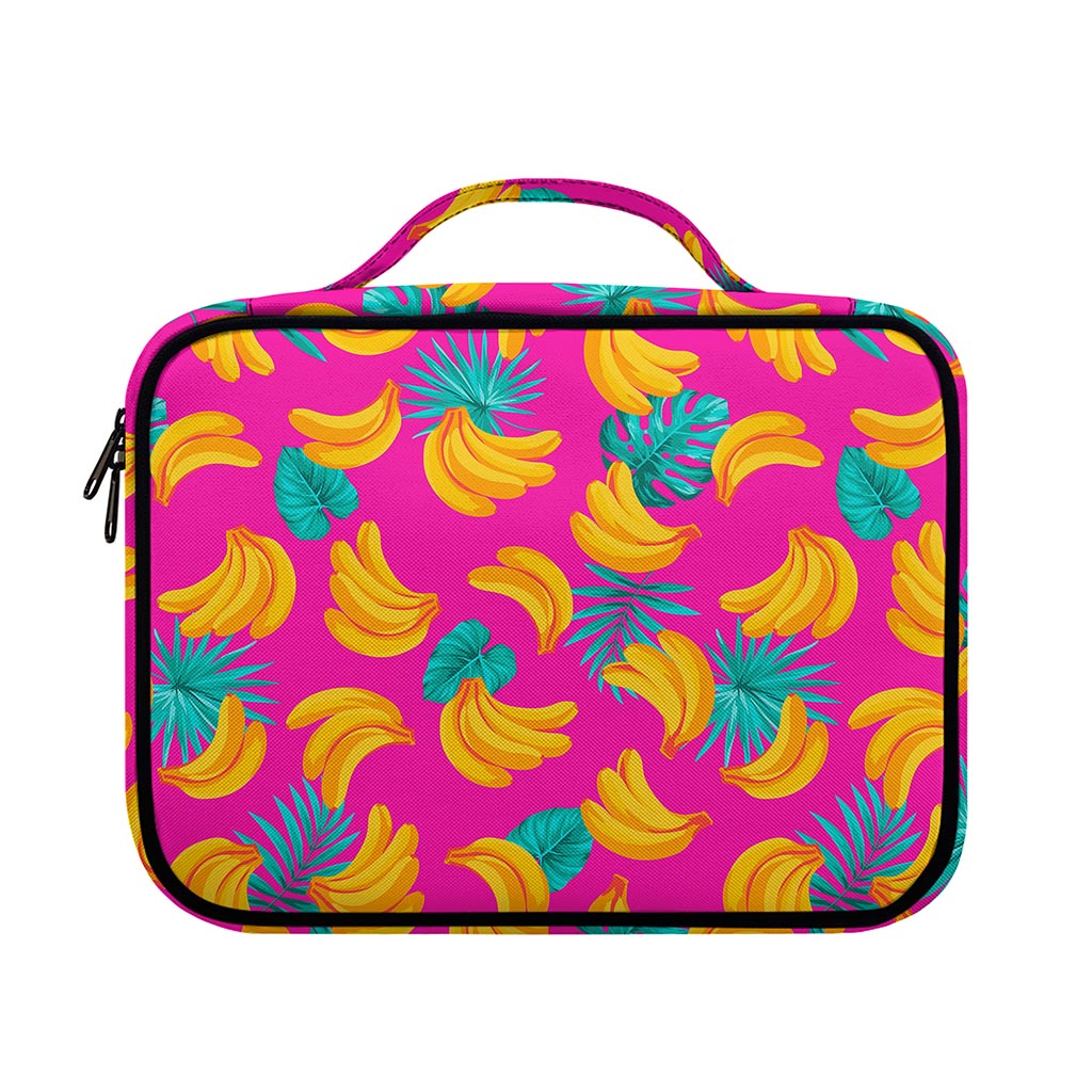 Pink Tropical Banana Pattern Print Briefcase Bible Bag