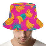 Pink Tropical Banana Pattern Print Bucket Hat