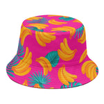Pink Tropical Banana Pattern Print Bucket Hat