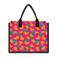 Pink Tropical Banana Pattern Print Canvas Tote Bag