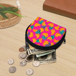 Pink Tropical Banana Pattern Print Coin Purse