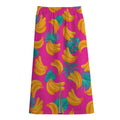 Pink Tropical Banana Pattern Print Cotton Front Slit Maxi Skirt