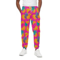 Pink Tropical Banana Pattern Print Cotton Sweatpants