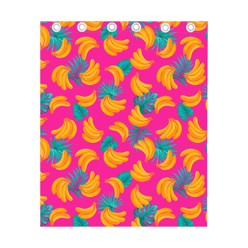 Pink Tropical Banana Pattern Print Curtain
