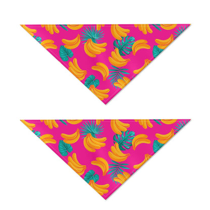 Pink Tropical Banana Pattern Print Dog Bandana