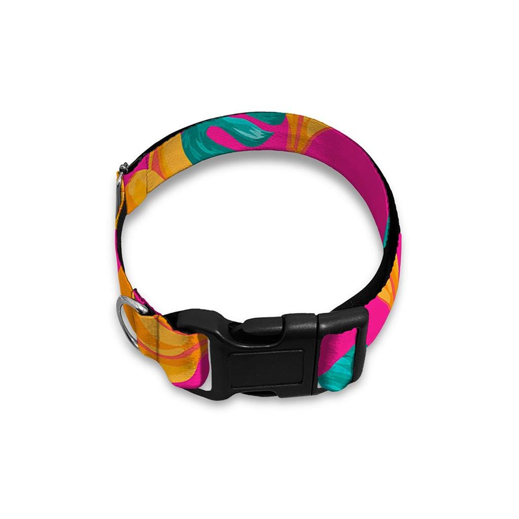 Pink Tropical Banana Pattern Print Dog Collar