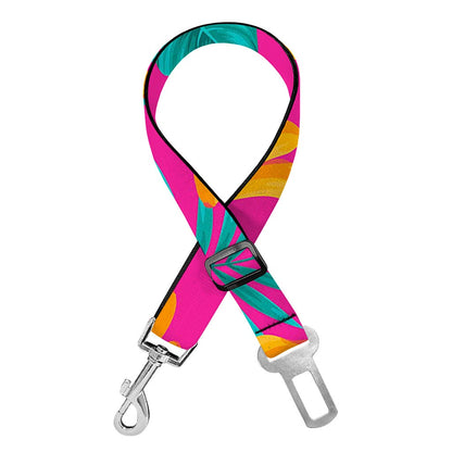 Pink Tropical Banana Pattern Print Dog Seat Belt